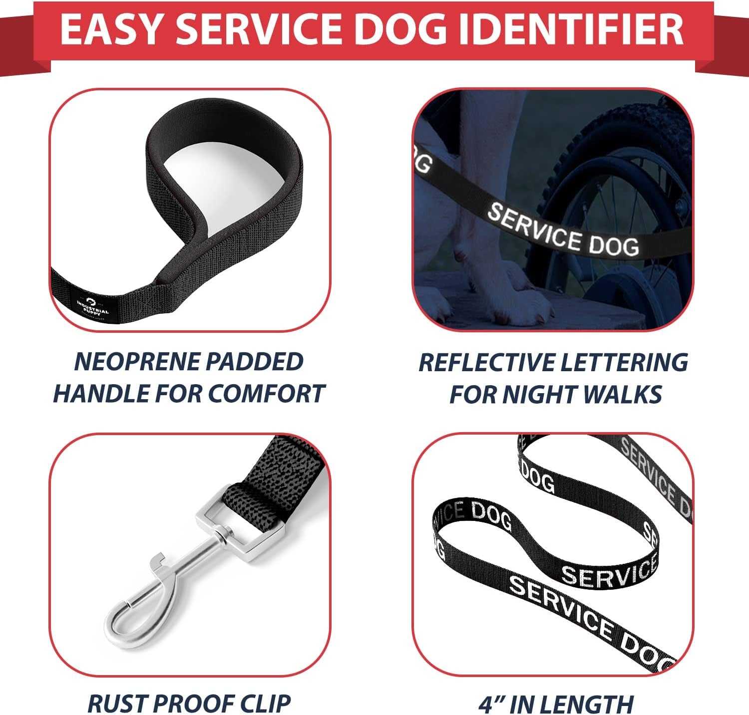 Service Dog Vest with Hook and Loop Straps & Matching Service Dog Leash Set - Harnesses from XXS to XXL - Harness Features Reflective Patch and Comfortable Mesh Design (Black, XXS)