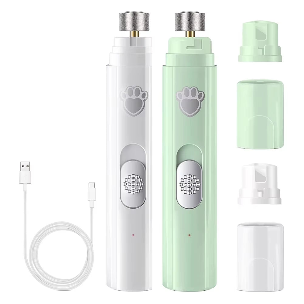 Electric Dog Nail Grinder Painless LED Light Pet Nail Grinder with Polisher Wheel 2-Speed Pet Nail Clipper for Pet Paws Grooming