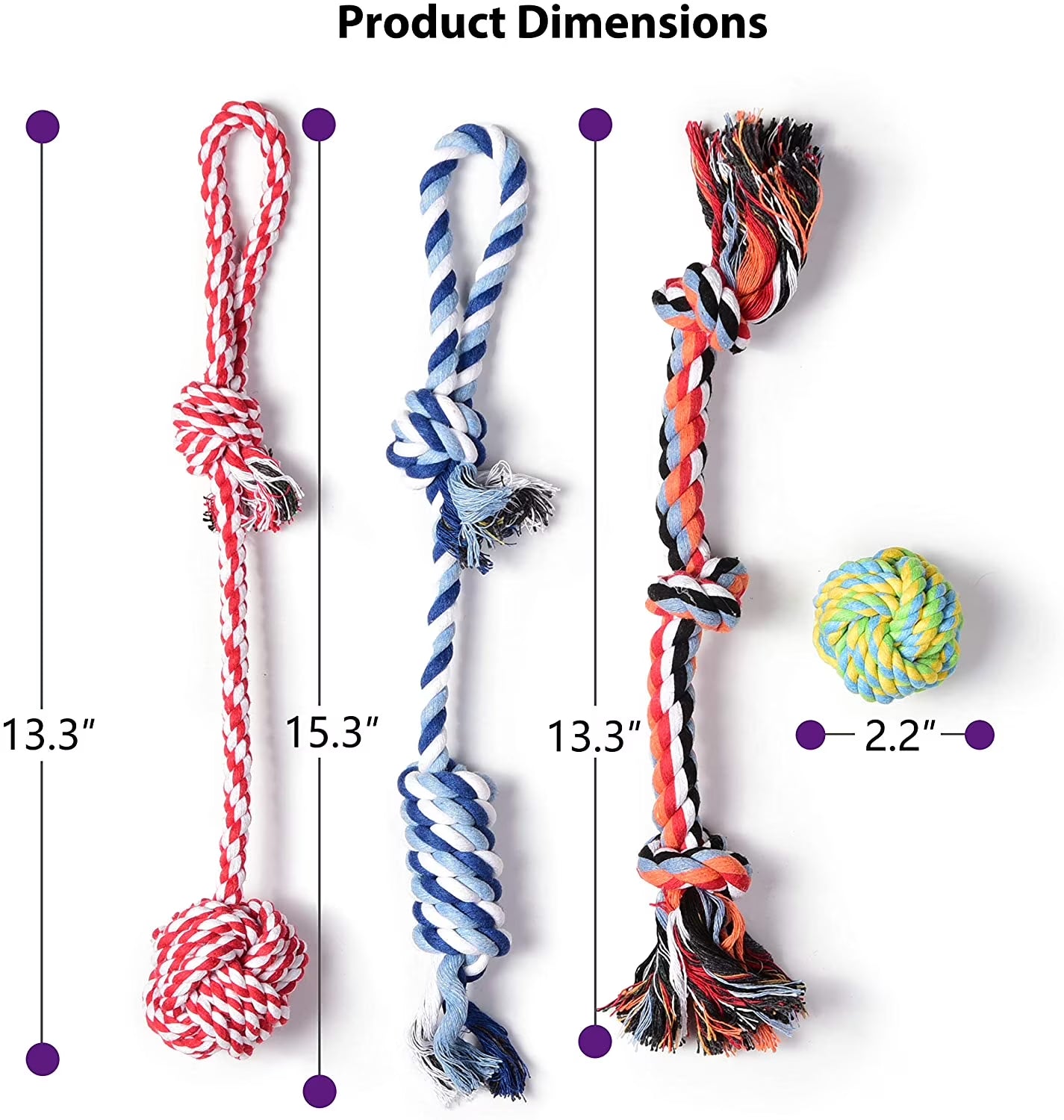 Dog Rope Toys 4 Pack, Sturdy Cotton Chew Tug Ropes Indoor/Outdoor, Exercise Interactive Tug of War Toys Set for Boredom Small-Meidum Dogs