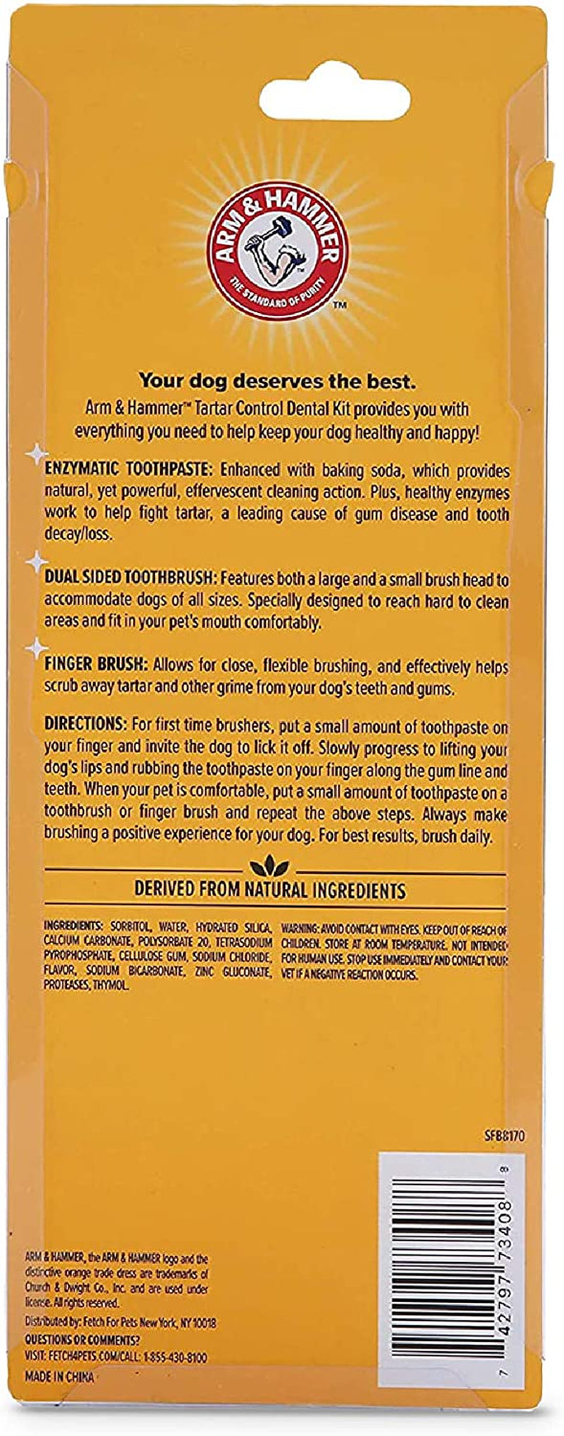 for Pets Tartar Control Dog Dental Kit, Enzymatic Toothpaste with Toothbrush and Fingerbrush, Baking Soda Formula Reduces Plaque and Tartar, Safe for Puppies, Beef Flavor, 3-Piece