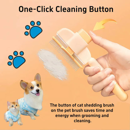 Dog Hair Remover Comb One Button Dogs Brush Self-Cleaning Cat Brush Massage Combs for Dog Grooming Cleaning Brushes Dog Supplies