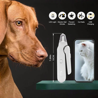 Pet Nail Clippers, Quiet Pet Nail Grinder with LED Lights for Large Medium Small Puppy Dogs and Cats, Pet Nail Grooming Tool