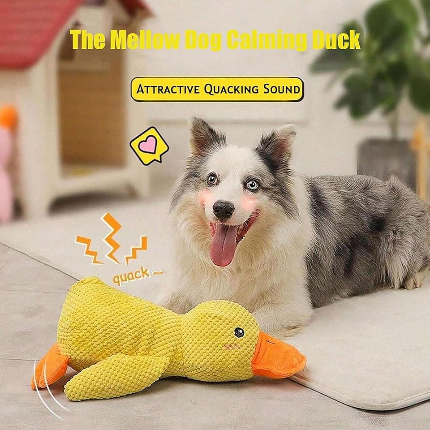 Mellow Dog Calming Duck, 2026 New Calming Duck Dog Toy, Calming Ducks Dog Toy, the Mellow Dogs Calming Pillow with Quacking Sound, Soft Stuffed Ducks Dogs Toys for Indoor Puppy Small