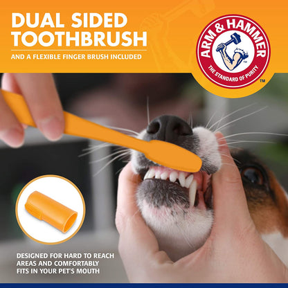 for Pets Tartar Control Dog Dental Kit, Enzymatic Toothpaste with Toothbrush and Fingerbrush, Baking Soda Formula Reduces Plaque and Tartar, Safe for Puppies, Beef Flavor, 3-Piece