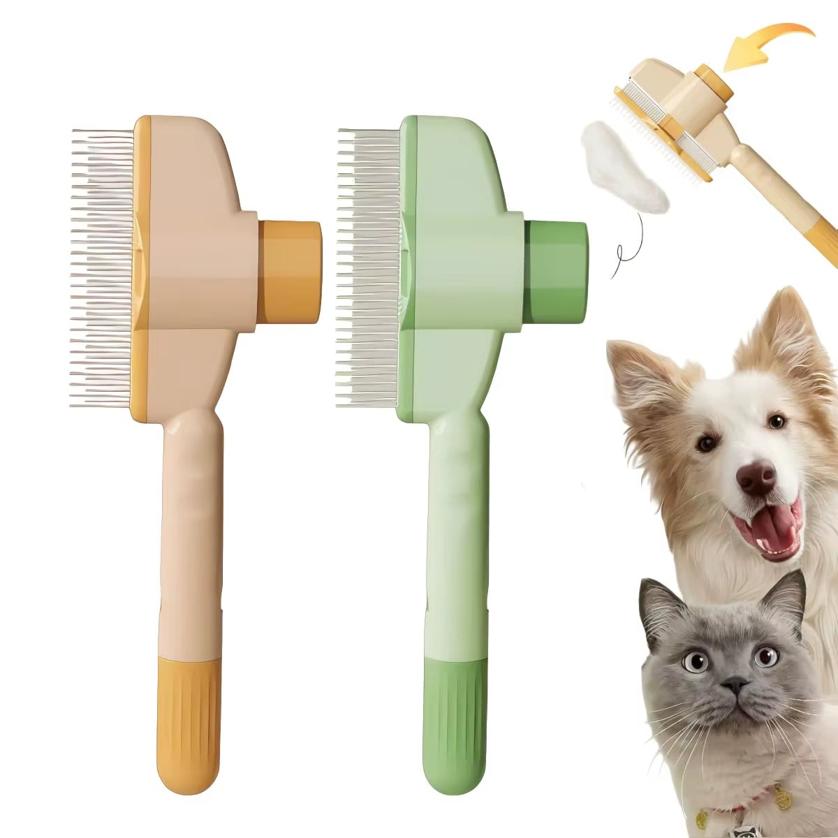Dog Hair Remover Comb One Button Dogs Brush Self-Cleaning Cat Brush Massage Combs for Dog Grooming Cleaning Brushes Dog Supplies