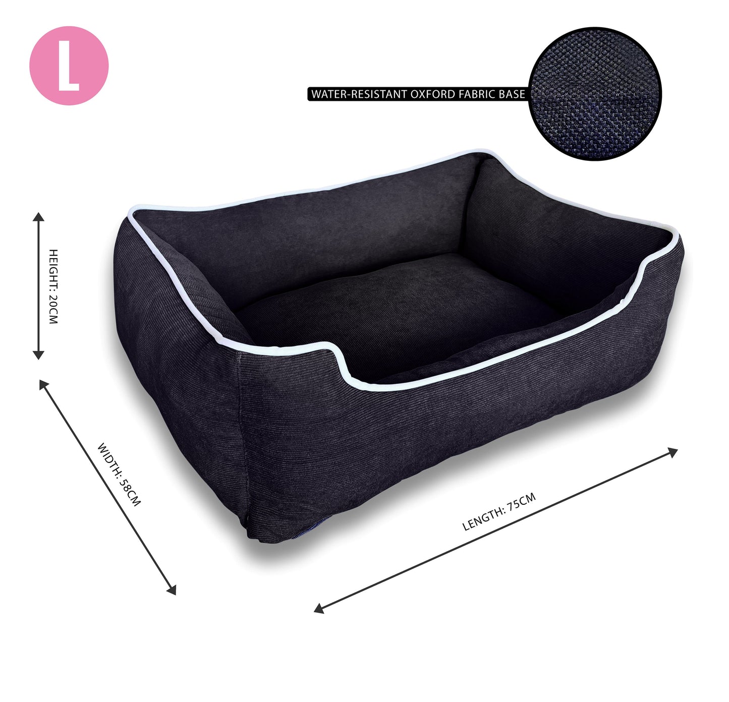 BLACK Corduroy LUXURY Dog Bed, Machine Washable, Pet Bed, Dog Gift, Premium Dog Bed, Small to Medium Sized Dogs, Puppy Bed, Dog Mattress